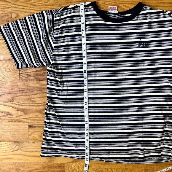 STUSSY vintage 90s grunge Y2K striped crew neck tee | Made in USA | Size Large - Picture 8 of 8
